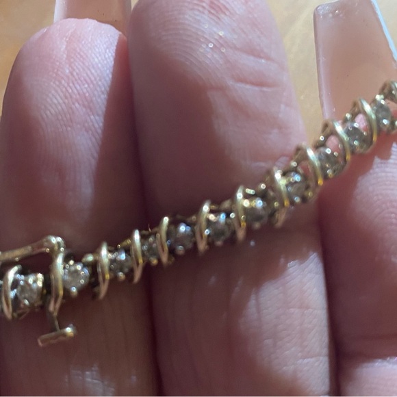 14K Yellow genuine Gold with 3ct TW Diamond Tennis Bracelet 7.7 inch length - Picture 8 of 11